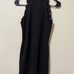 Elegant Black Sleeveless scallops Dress